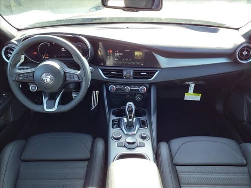 2024 Alfa Romeo Giulia Veloce in a Vesuvio Gray Metallic exterior color and Blackinterior. Northside Imports Houston 281-475-4549 northsideimportshouston.com 