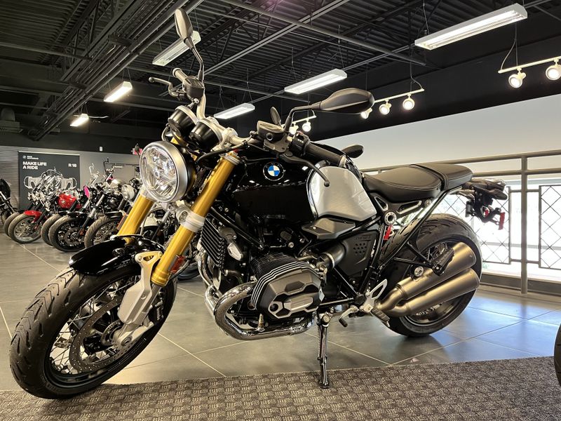 2023 BMW R nineT in a BLACK STORM METALLIC exterior color. Cross Country Cycle 201-288-0900 crosscountrycycle.net 