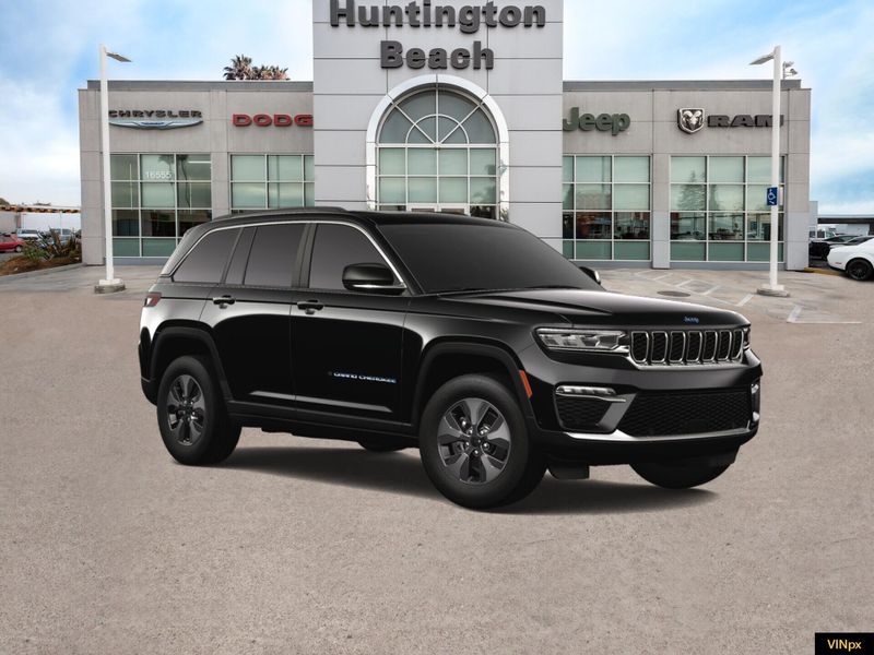 2023 Jeep Grand Cherokee 4xe Base 4x4 in a Diamond Black Crystal Pearl Coat exterior color and Global Blackinterior. BEACH BLVD OF CARS beachblvdofcars.com 