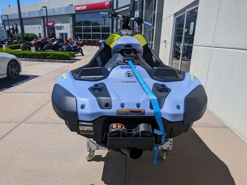 2024 SEA DOO SPARK TRIXX 3 UP  in a VAPOR BLUE / NEON YELLOW exterior color. Cross Country Powersports 732-491-2900 crosscountrypowersports.com 