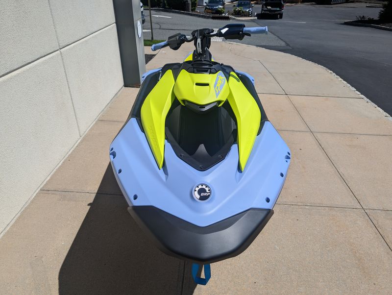 2024 SEA DOO SPARK TRIXX 3 UP  in a VAPOR BLUE / NEON YELLOW exterior color. Cross Country Powersports 732-491-2900 crosscountrypowersports.com 