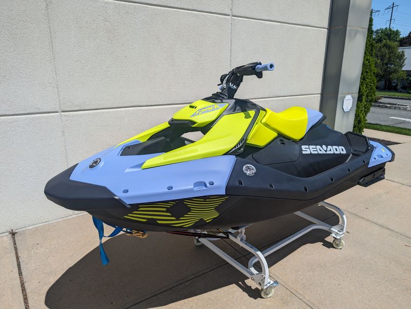 2024 SEA DOO SPARK TRIXX 3 UP  in a VAPOR BLUE / NEON YELLOW exterior color. Cross Country Powersports 732-491-2900 crosscountrypowersports.com 