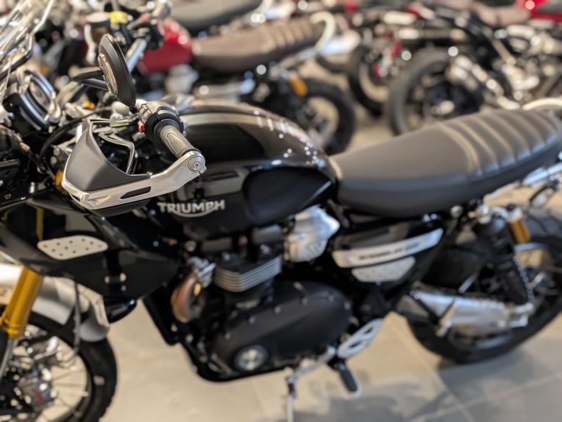 2023 Triumph Scrambler 1200 Custom in a Sapphire Black exterior color. Pitt Cycles (724) 779-1901 pixelmotiondemo.com 