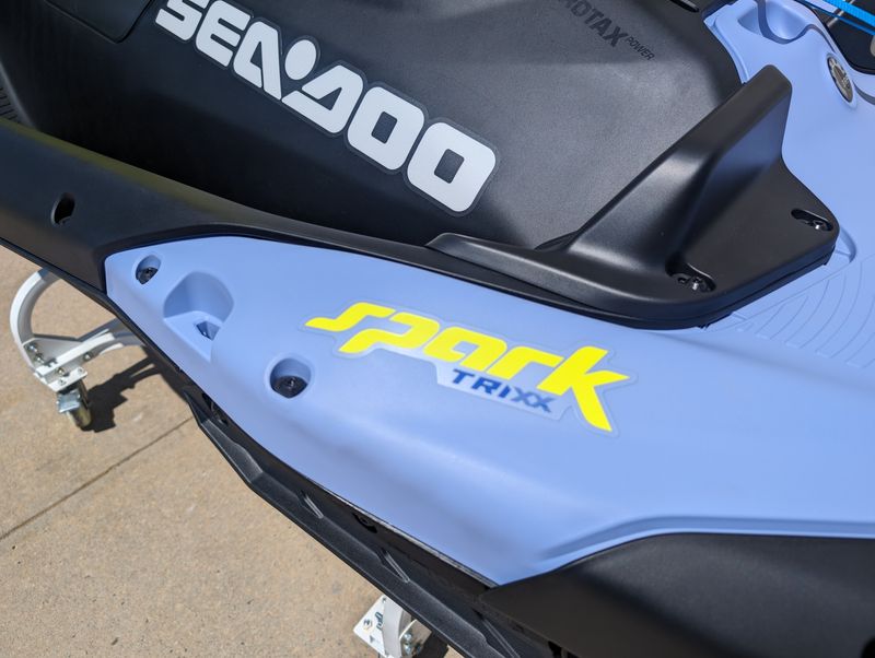 2024 SEA DOO SPARK TRIXX 3 UP  in a VAPOR BLUE / NEON YELLOW exterior color. Cross Country Powersports 732-491-2900 crosscountrypowersports.com 