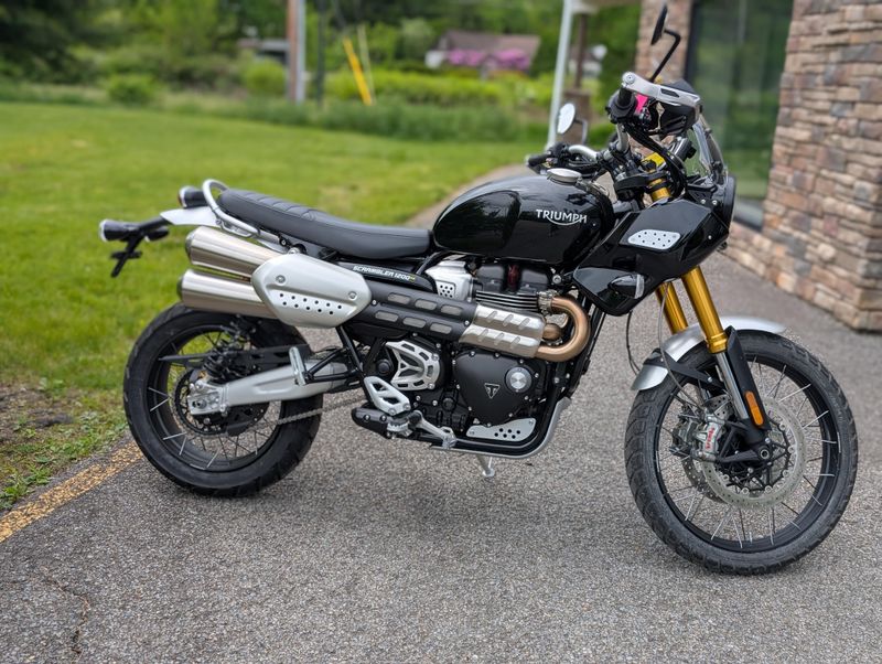 2023 Triumph Scrambler 1200 Custom in a Sapphire Black exterior color. Pitt Cycles (724) 779-1901 pixelmotiondemo.com 