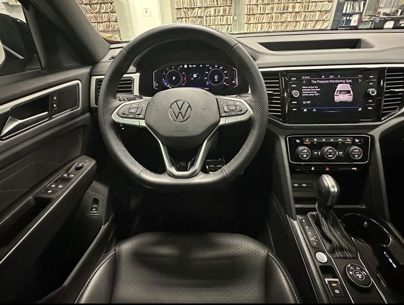 2023 Volkswagen Atlas Cross Sport SEL R-Line AWD in a Pure Gray exterior color and Black Heated Seatsinterior. Schmelz Countryside Alfa Romeo and Fiat (651) 968-0556 schmelzfiat.com 