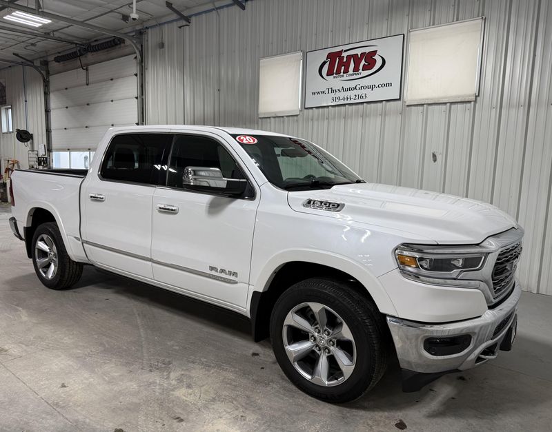 Used 2020 RAM 1500 Limited in a Ivory White Tri Coat Pearl Coat exterior color and Blackinterior. Thys Motor Company 319-318-6640 thysmotorco.com 