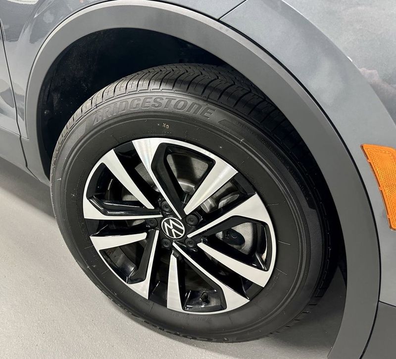 2023 Volkswagen Tiguan S w/3rd Row Seats in a Platinum Gray Metallic exterior color and Black heated seatsinterior. Schmelz Countryside SAAB (888) 558-1064 stpaulsaab.com 
