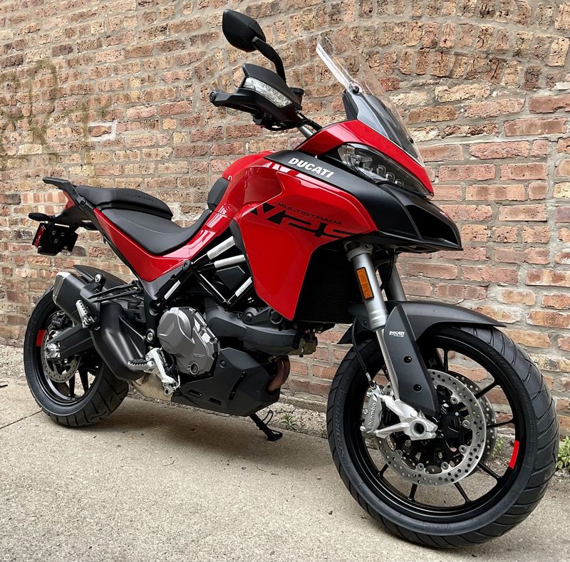 2023 Ducati Multistrada V2 S in a Red exterior color. Motoworks Chicago 312-738-4269 motoworkschicago.com 