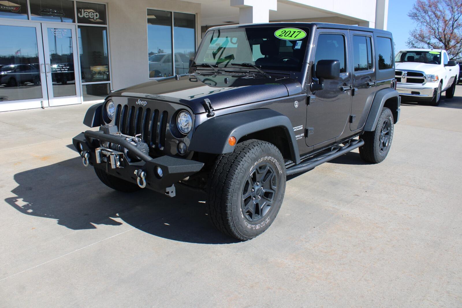 Used 2017 Jeep Wrangler Unlimited Sport with VIN 1C4BJWDG9HL568001 for sale in Highland, IL