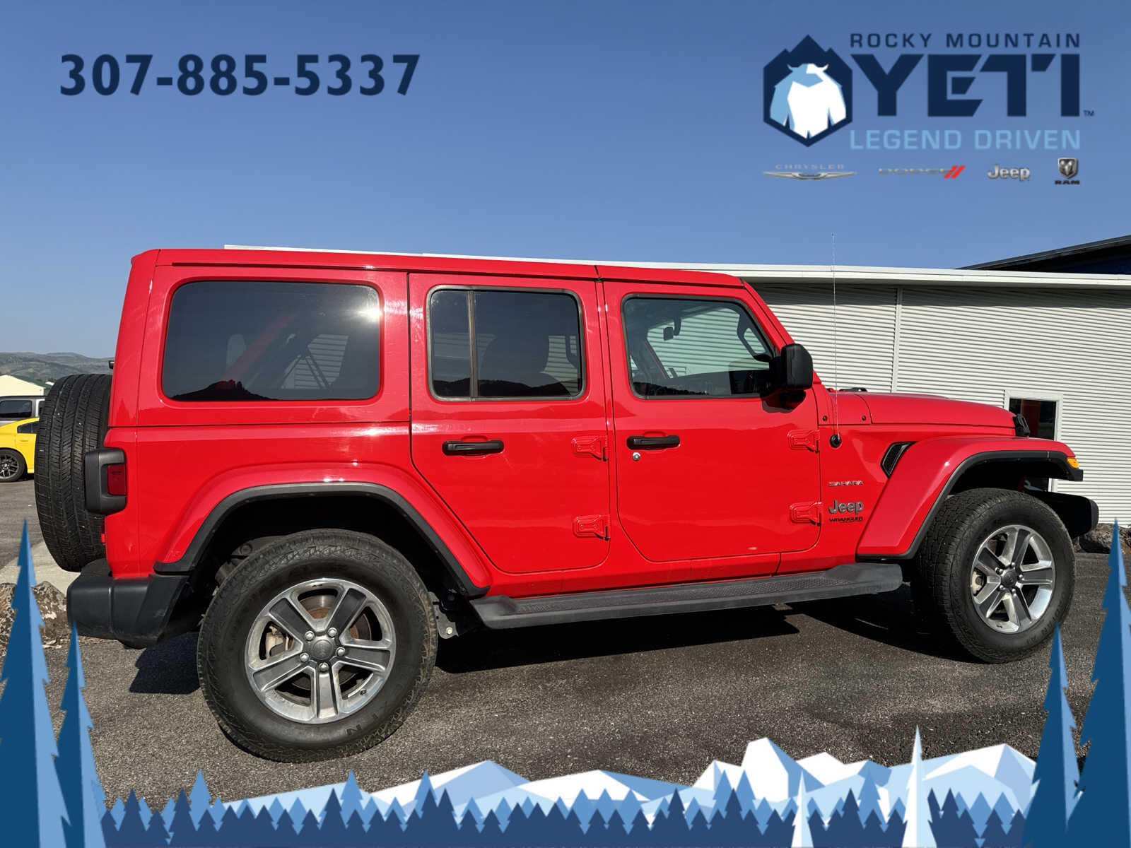 Used 2021 Jeep Wrangler Unlimited Sahara with VIN 1C4HJXEN3MW544931 for sale in Jackson, WY