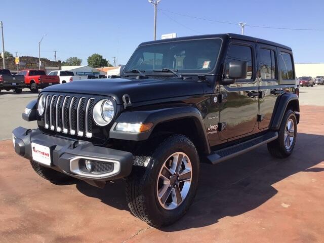 Used 2020 Jeep Wrangler Unlimited Sahara with VIN 1C4HJXEN3LW198555 for sale in Vinita, OK