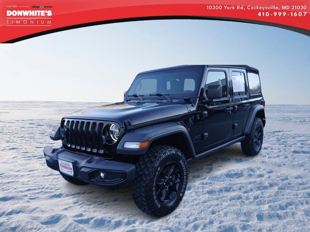 Used 2021 Jeep Wrangler Unlimited Willys with VIN 1C4HJXDG0MW644486 for sale in Cockeysville, MD