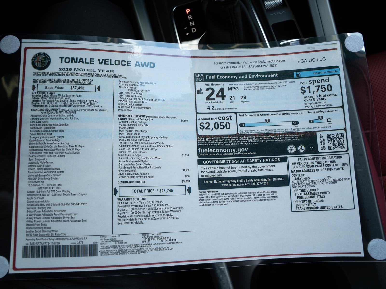New 2026 Alfa Romeo Tonale Veloce Awd