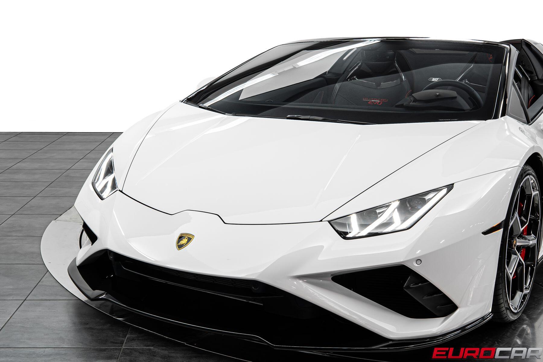 2023 Lamborghini Huracan EVO Spyder RWD *60TH ANNIVERSARY EDITION * FULL PPF* in a Bianco Icarus Metallic exterior color and Blackinterior. Eurocars OC 949-722-7121 eurocaroc.com 