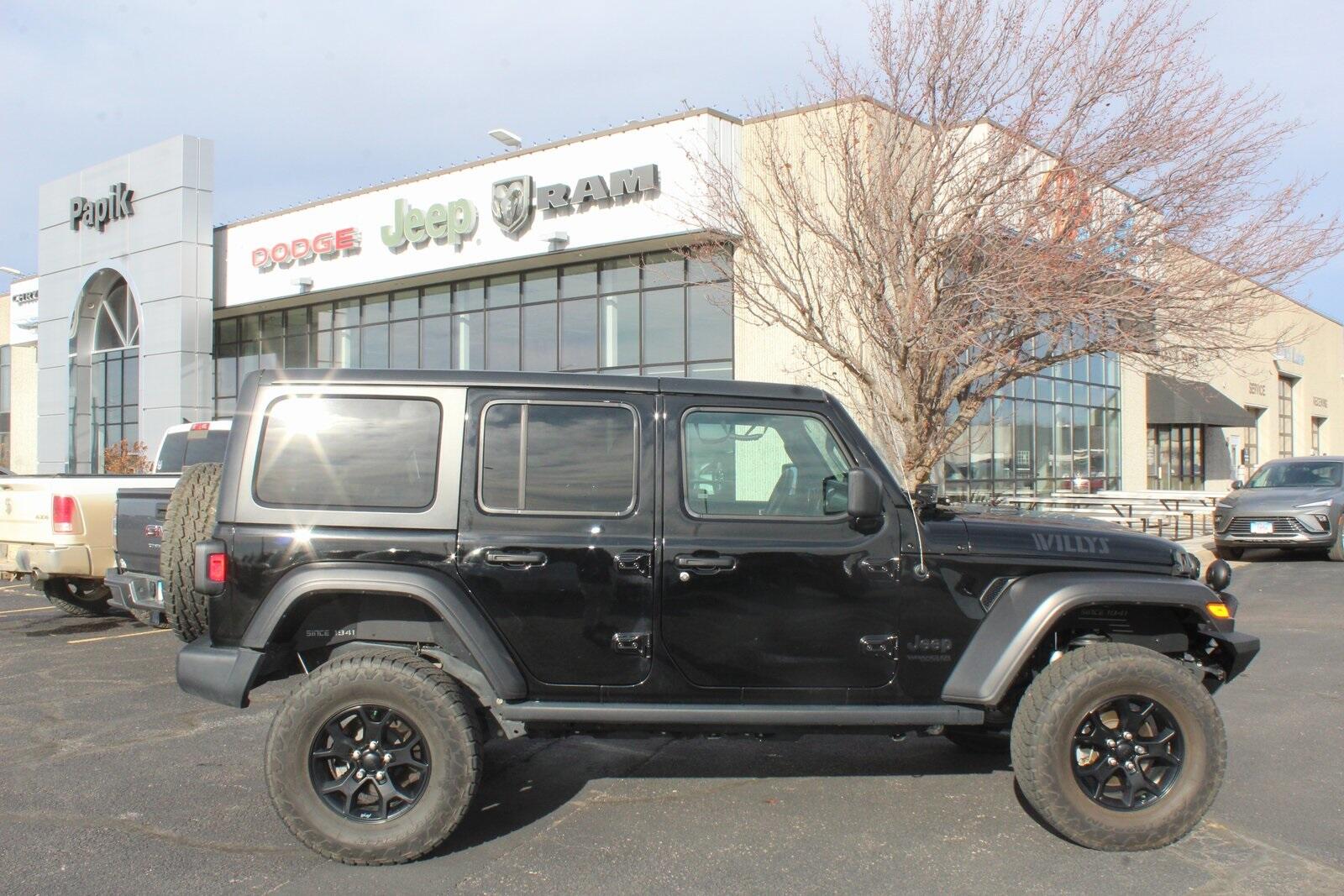 Used 2021 Jeep Wrangler Unlimited Willys with VIN 1C4HJXDG9MW545293 for sale in Luverne, Minnesota