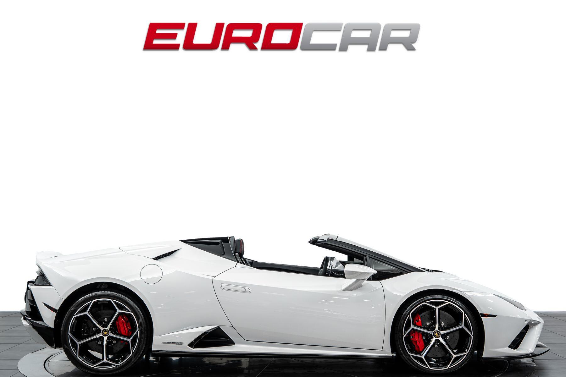 2023 Lamborghini Huracan EVO Spyder RWD *60TH ANNIVERSARY EDITION * FULL PPF* in a Bianco Icarus Metallic exterior color and Blackinterior. Eurocars OC 949-722-7121 eurocaroc.com 