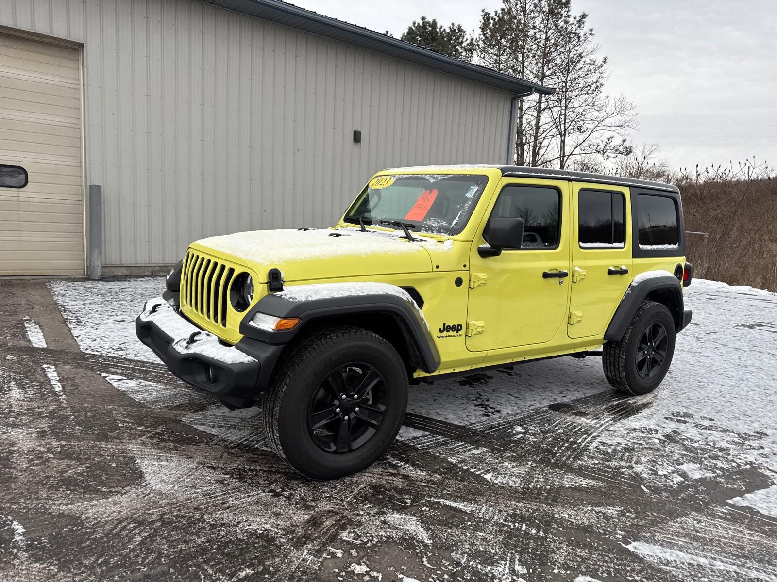 Used 2023 Jeep Wrangler 4-Door Altitude with VIN 1C4HJXDG6PW658607 for sale in Victor, NY