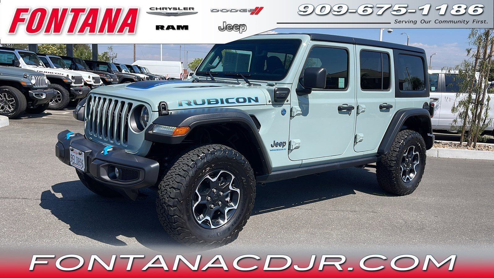 Used 2023 Jeep Wrangler 4xe Rubicon 4XE with VIN 1C4JJXR61PW630988 for sale in Fontana, CA