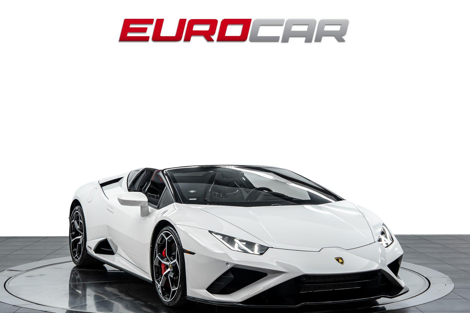 2023 Lamborghini Huracan EVO Spyder RWD *60TH ANNIVERSARY EDITION * FULL PPF* in a Bianco Icarus Metallic exterior color and Blackinterior. Eurocars OC 949-722-7121 eurocaroc.com 