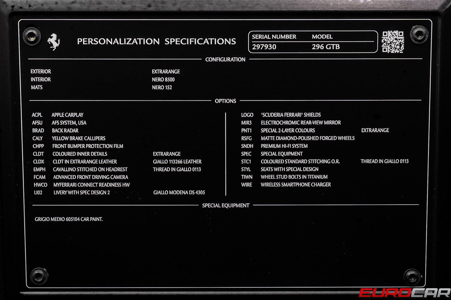 2023 Ferrari 296 GTB *PASSENGER DISPLAY * FULL ELECTRIC SEATS*Image 12