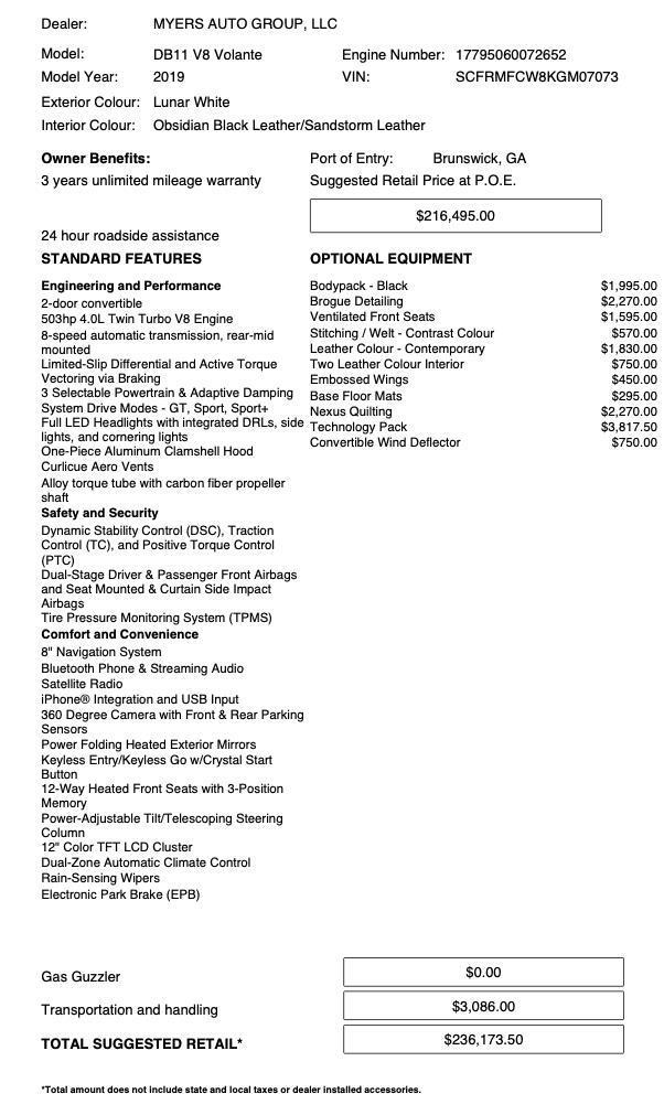 Used 2019 Aston Martin DB11 Volante