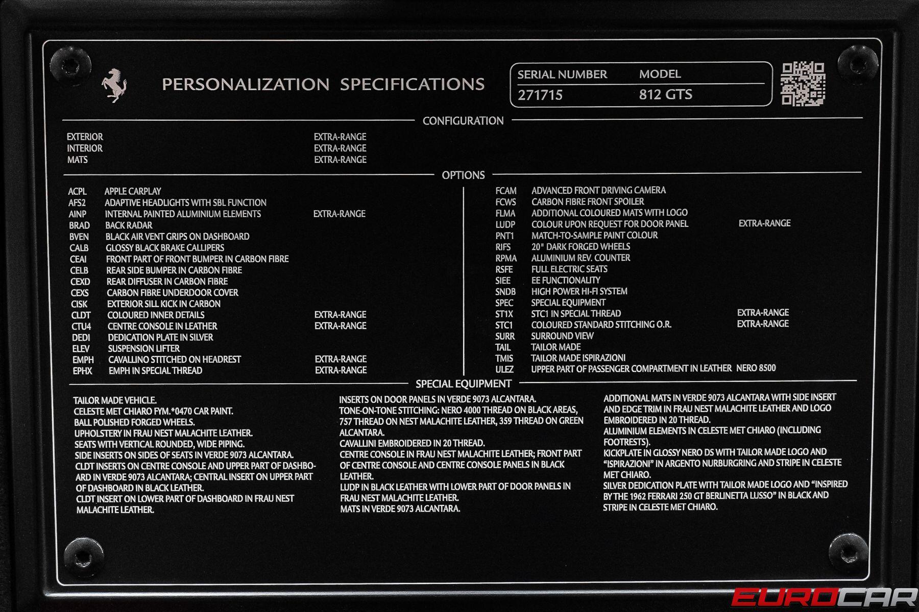 2022 Ferrari 812 GTS *TAILOR MADE * 1 OF 36 UNDER ISPIRAZIONI*Image 26