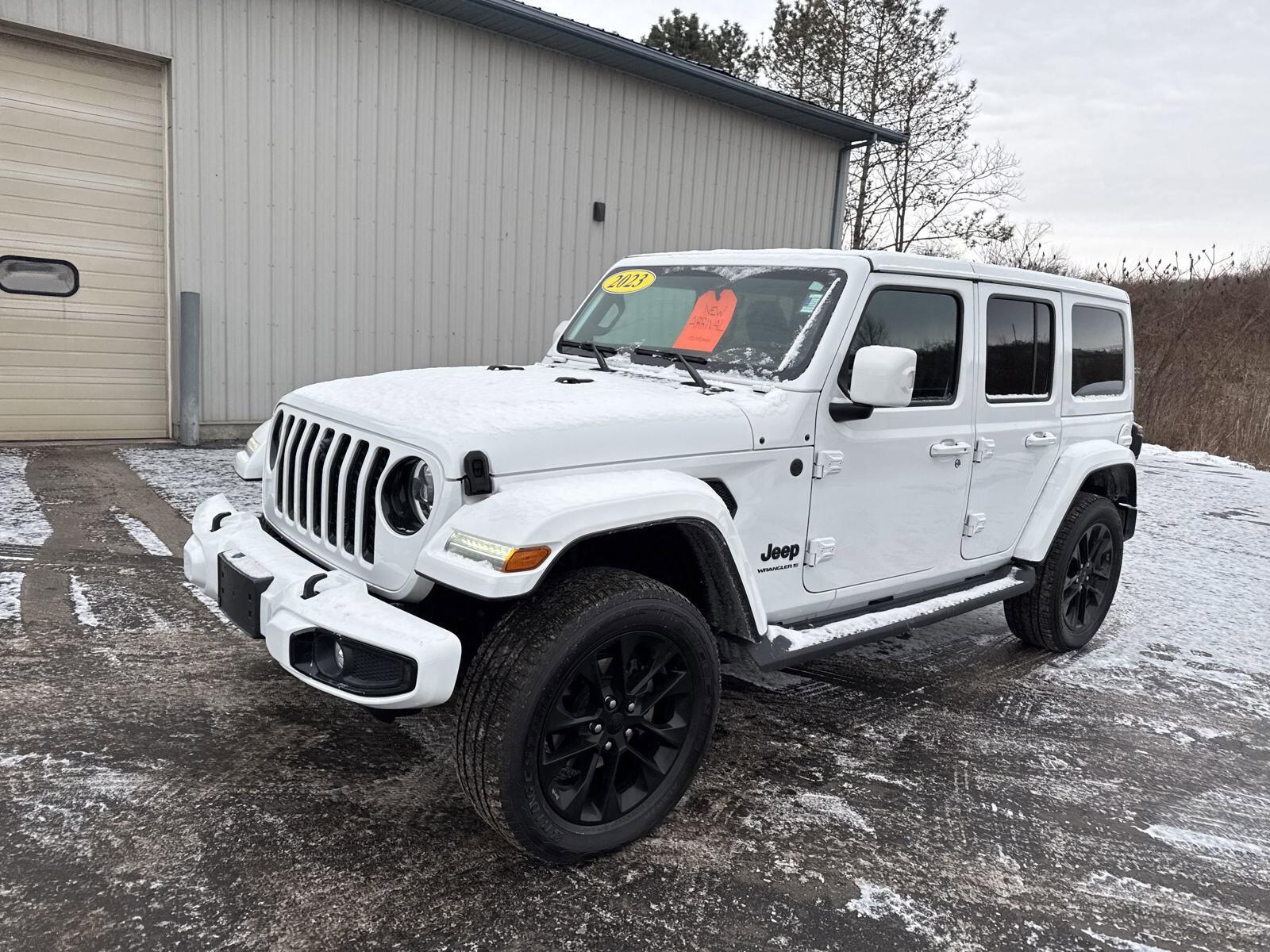 Used 2023 Jeep Wrangler 4-Door High Altitude with VIN 1C4HJXEG8PW583942 for sale in Victor, NY