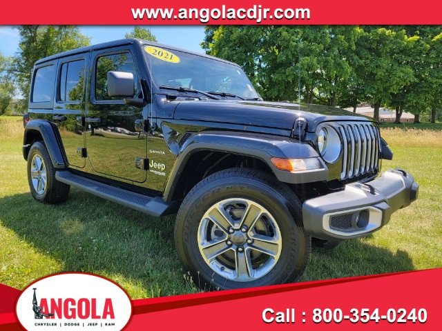 Used 2021 Jeep Wrangler Unlimited Sahara with VIN 1C4HJXEG3MW864591 for sale in Angola, IN