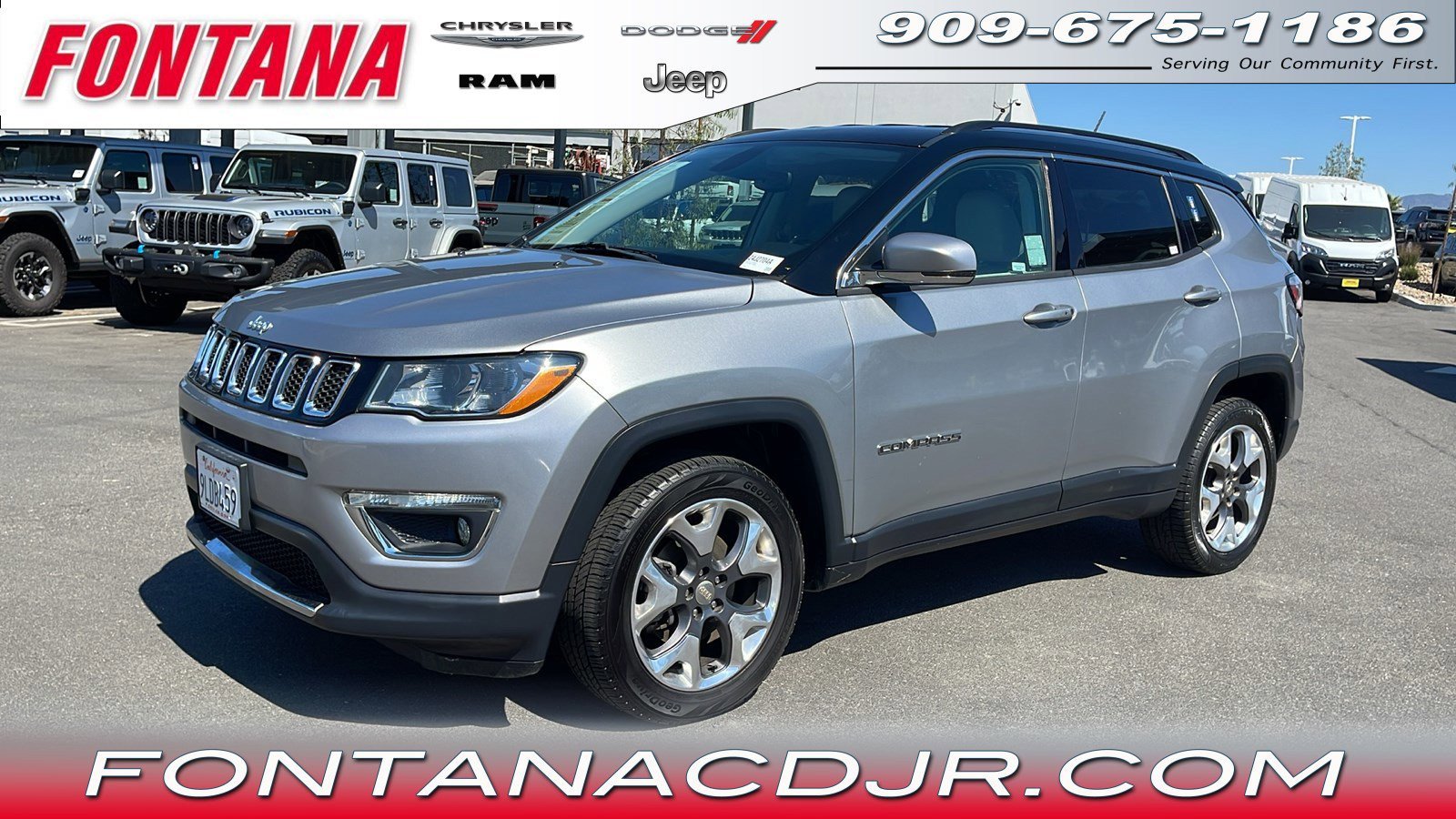 Used 2020 Jeep Compass Limited with VIN 3C4NJDCB2LT111504 for sale in Fontana, CA