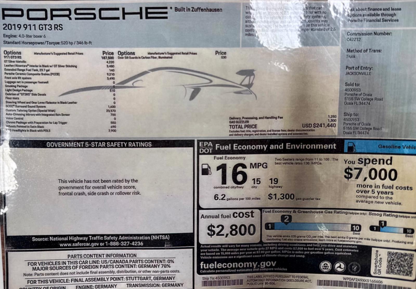 Used 2019 Porsche 911 GT3 RS