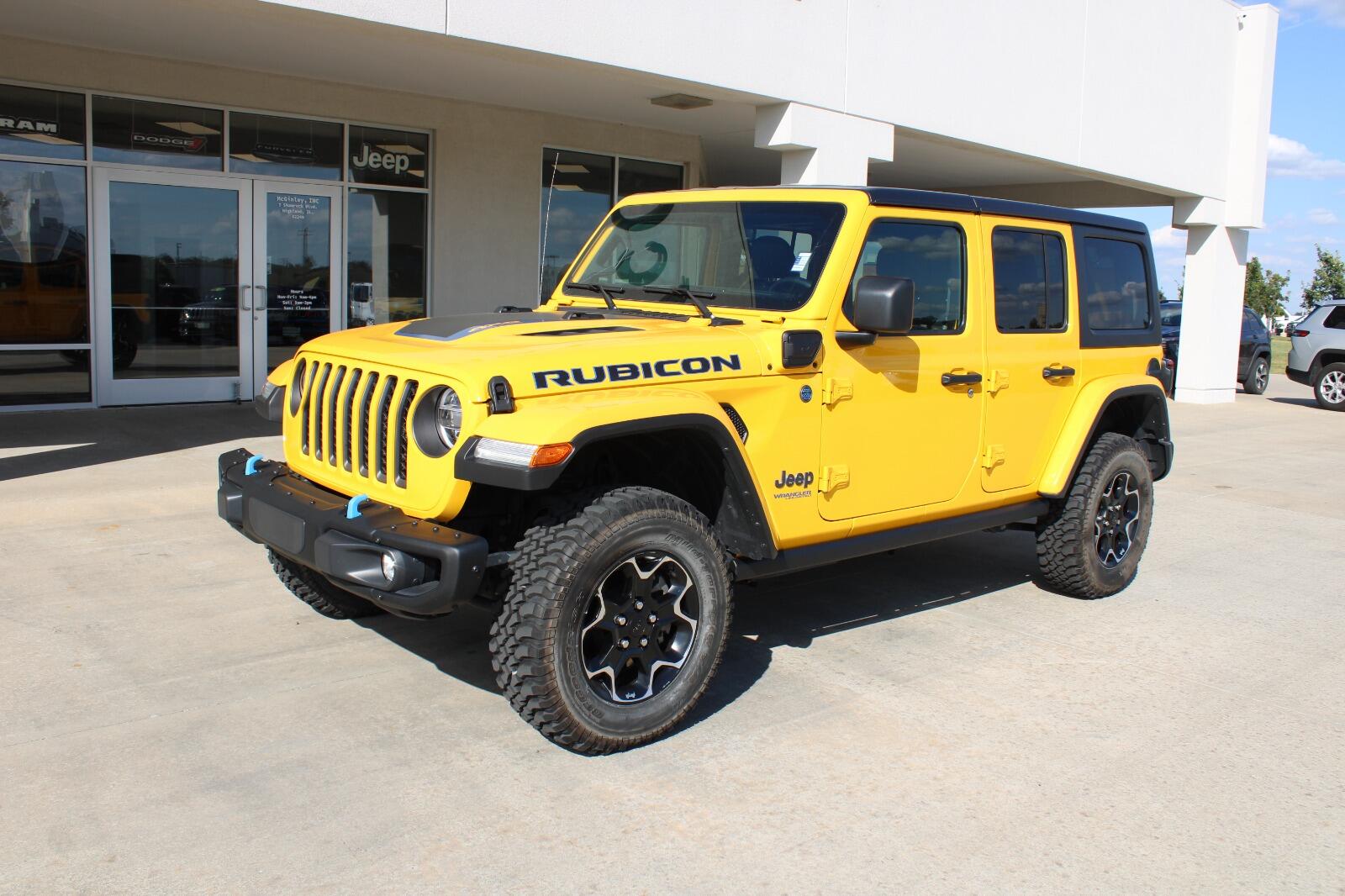 Certified 2021 Jeep Wrangler Unlimited Rubicon 4XE with VIN 1C4JJXR64MW763448 for sale in Highland, IL