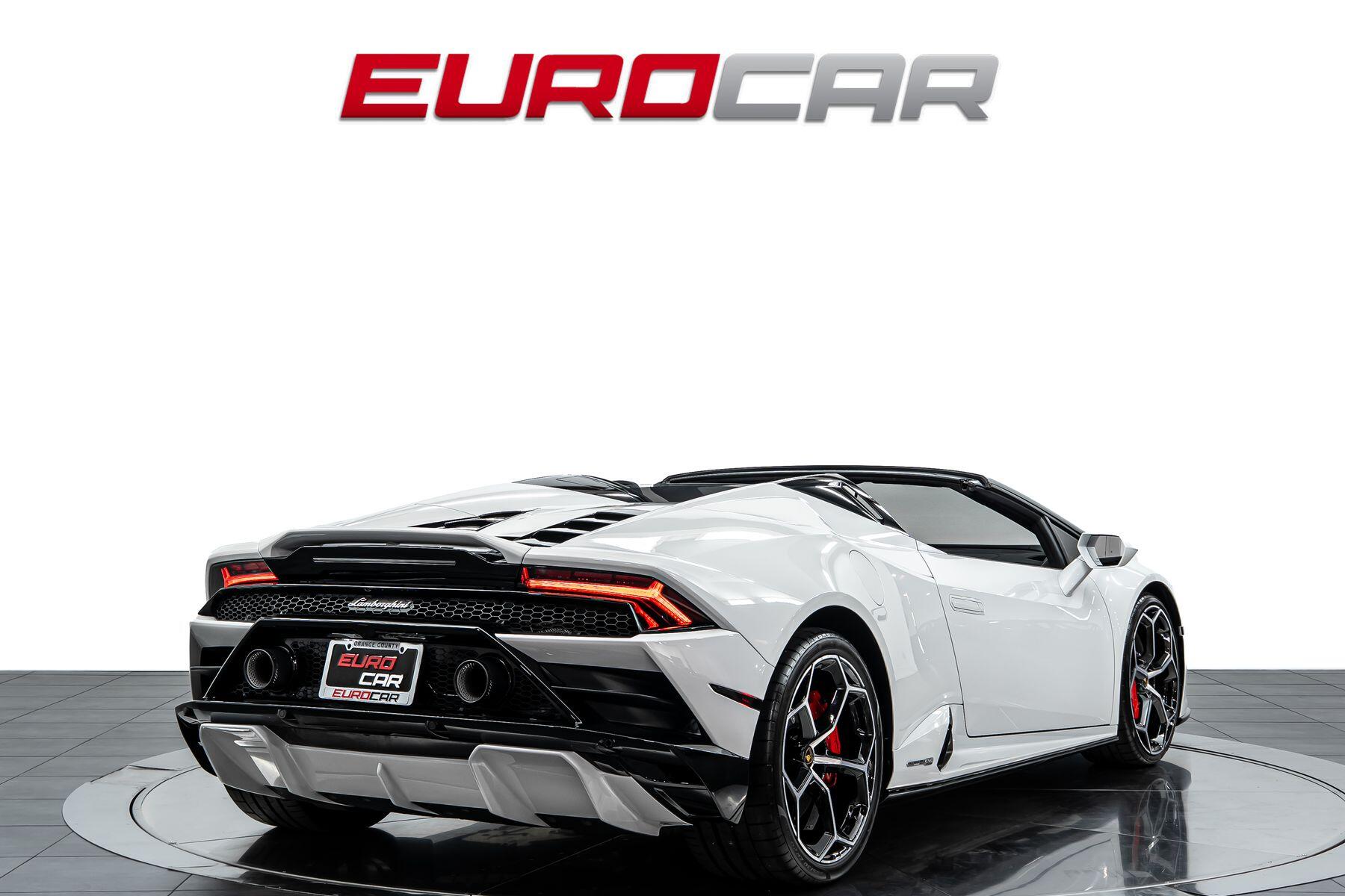 2023 Lamborghini Huracan EVO Spyder RWD *60TH ANNIVERSARY EDITION * FULL PPF* in a Bianco Icarus Metallic exterior color and Blackinterior. Eurocars OC 949-722-7121 eurocaroc.com 