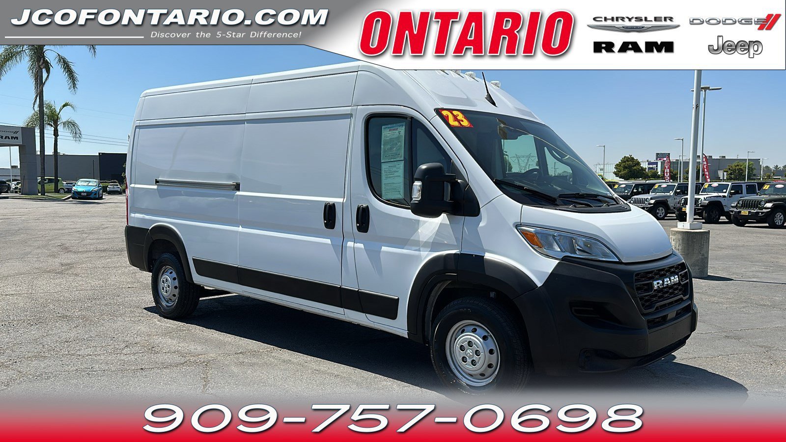 Used 2023 RAM ProMaster Cargo Van Base with VIN 3C6MRVHG8PE509137 for sale in Ontario, CA