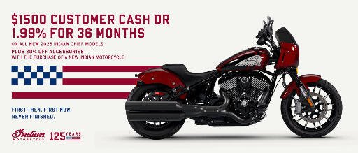 Get up to $1500 Customer Cash or 1.99% for 36 months on select 2025 Chief Models