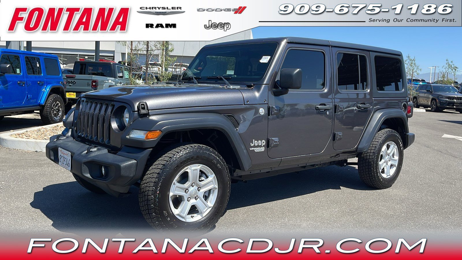 Used 2020 Jeep Wrangler Unlimited Sport S with VIN 1C4HJXDG0LW274851 for sale in Fontana, CA