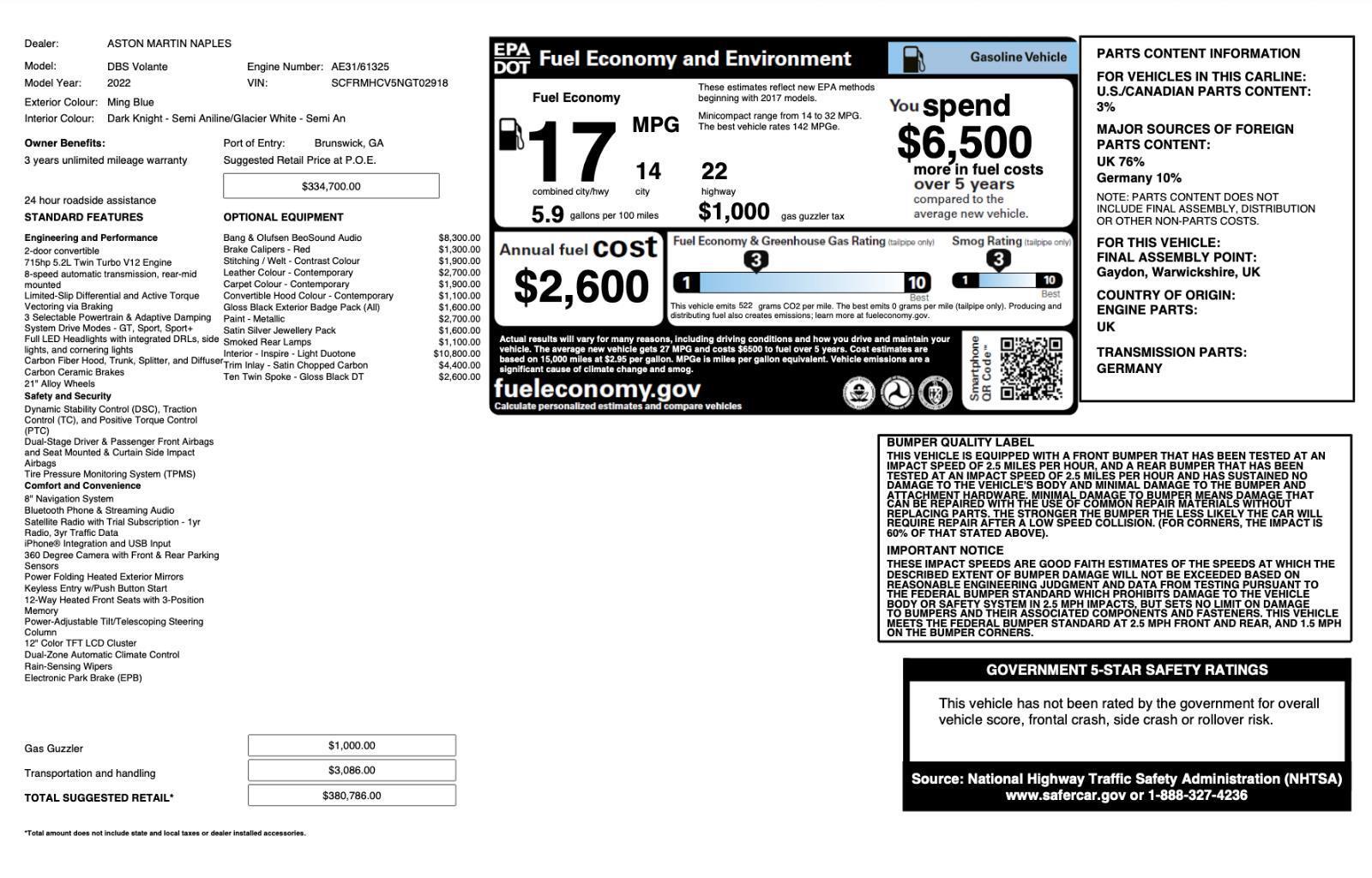 Used 2022 Aston Martin DBS Superleggera