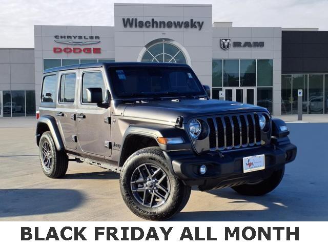 Used 2024 Jeep Wrangler 4-Door Sport S with VIN 1C4PJXDN9RW113448 for sale in Huntsville, TX