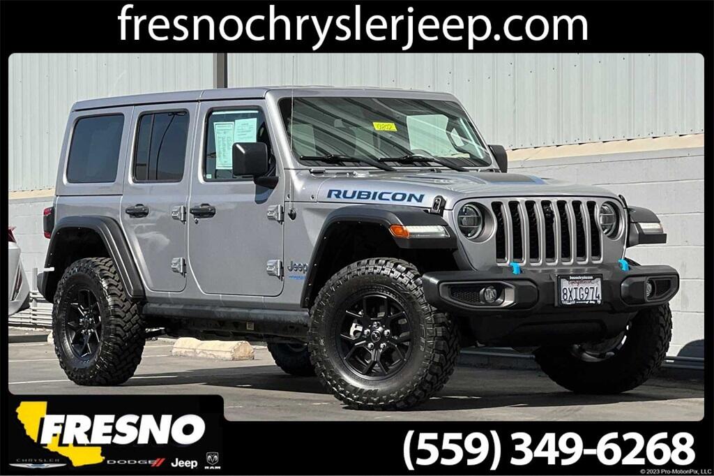 Used 2021 Jeep Wrangler Unlimited Rubicon 4XE with VIN 1C4JJXR64MW742101 for sale in Fresno, CA