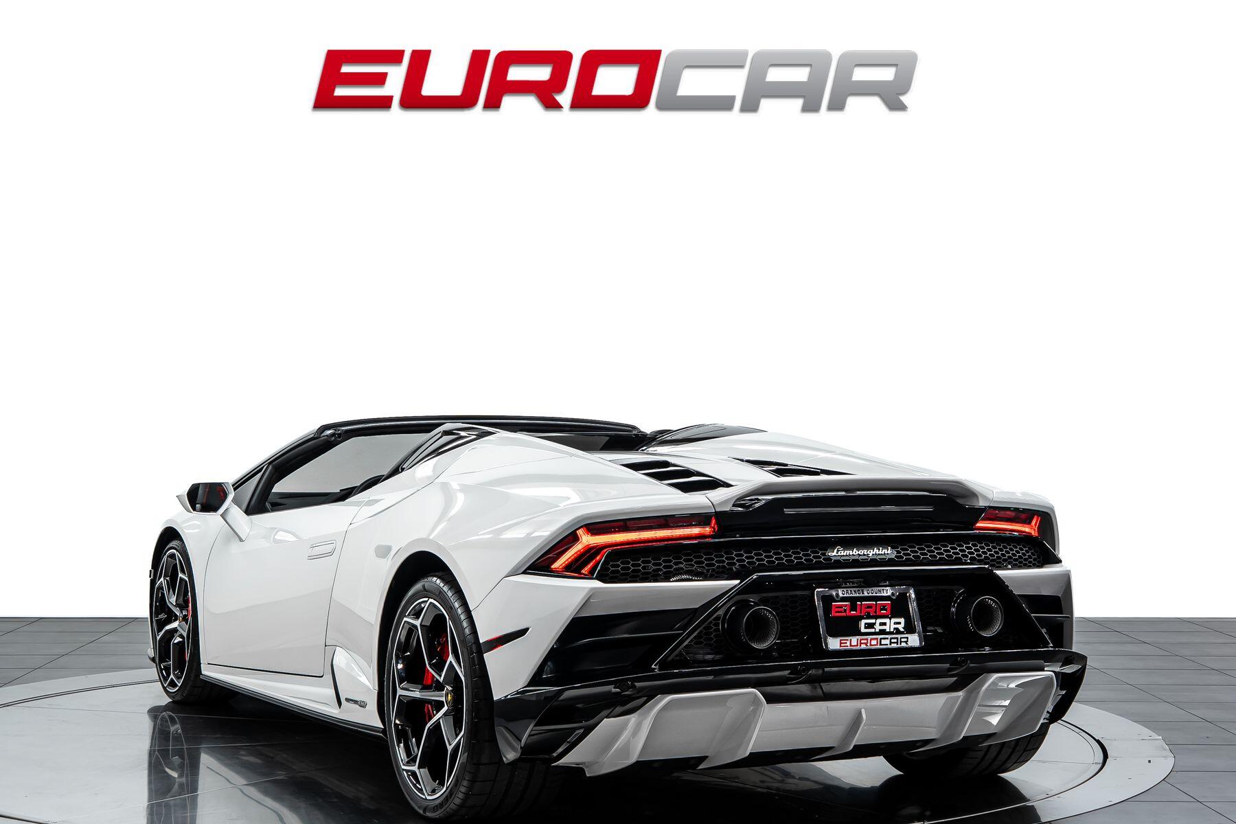 2023 Lamborghini Huracan EVO Spyder RWD *60TH ANNIVERSARY EDITION * FULL PPF* in a Bianco Icarus Metallic exterior color and Blackinterior. Eurocars OC 949-722-7121 eurocaroc.com 