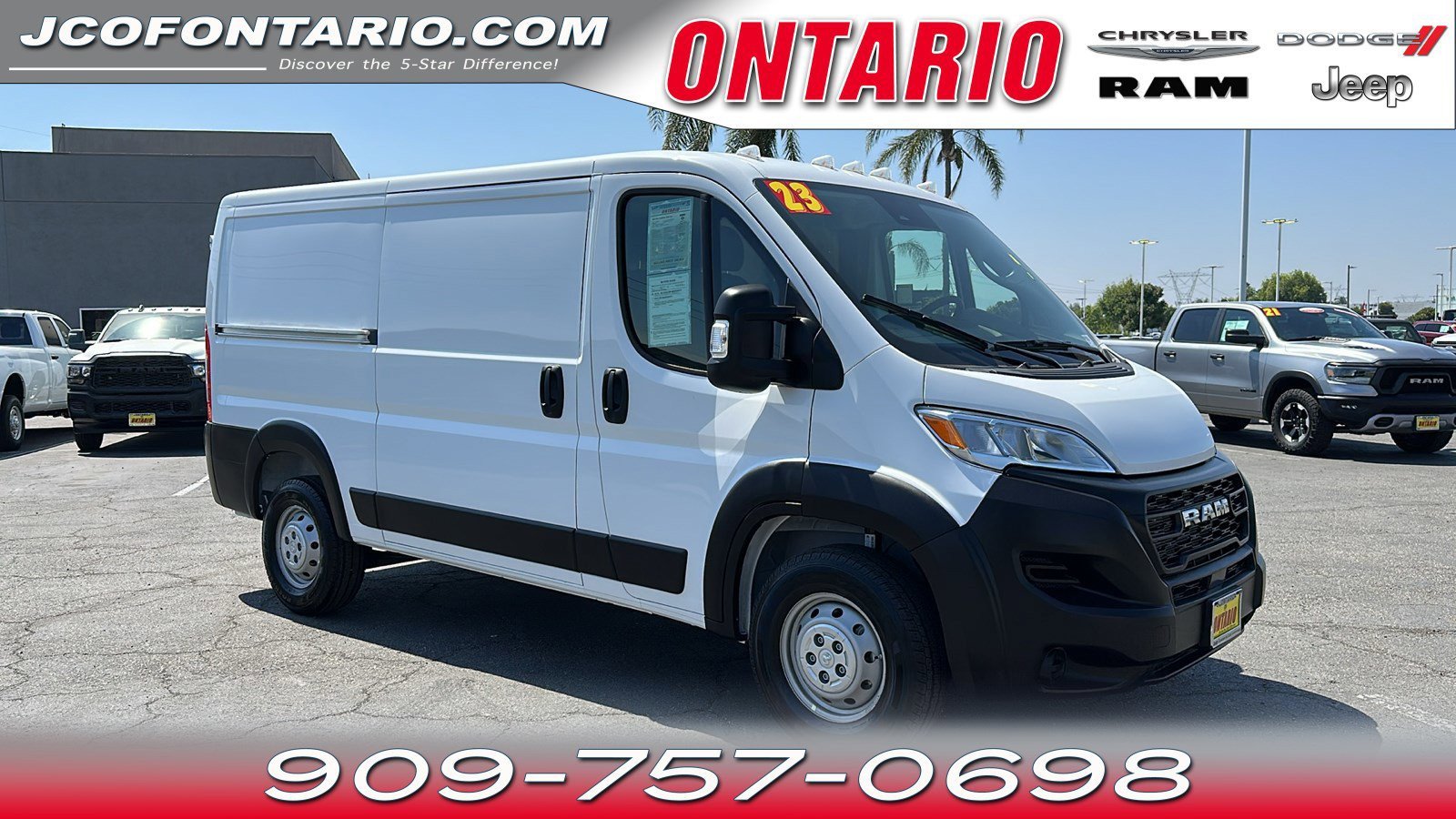 Used 2023 RAM ProMaster Cargo Van Base with VIN 3C6LRVVG1PE599098 for sale in Ontario, CA