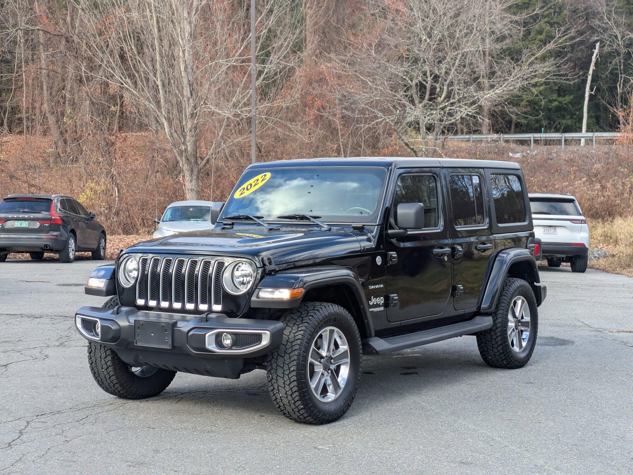 Used 2022 Jeep Wrangler Unlimited Sahara with VIN 1C4HJXEN8NW124664 for sale in Brattleboro, VT