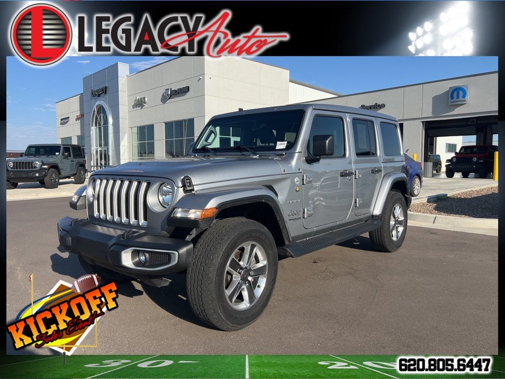 Used 2021 Jeep Wrangler Unlimited Sahara with VIN 1C4HJXEN7MW749216 for sale in Garden City, KS