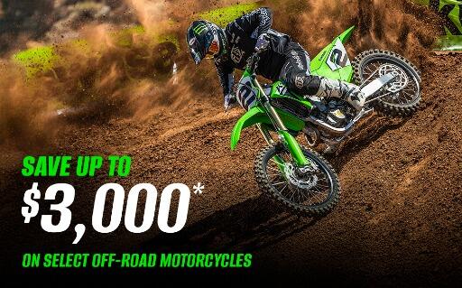 Save up to $3,000 on select Off-Road Motorcycles