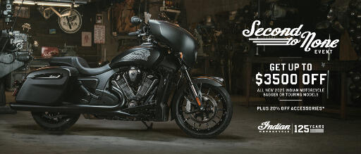 Get up to $3500 off from Customer Cash & Trade-In Credits or 1.99% for 36 months on select 2025 Bagger or Touring Models