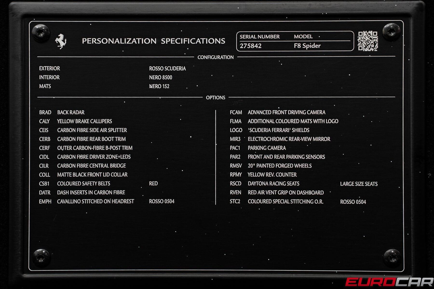 Used 2022 Ferrari F8 Spider *CARBON FIBER LED STEERING WHEEL * DAYTONA SEATS*Image 13