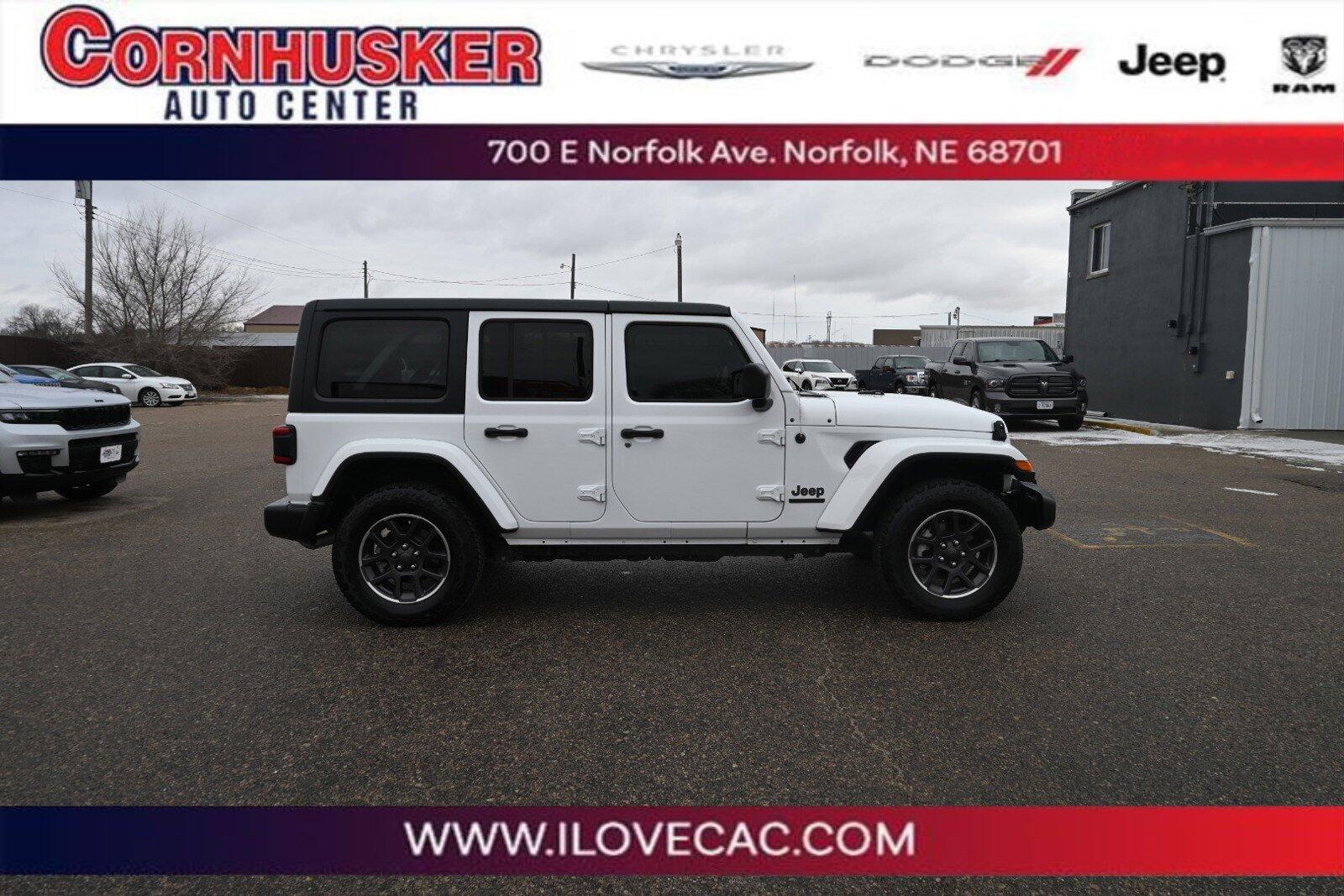 Used 2021 Jeep Wrangler Unlimited 80TH with VIN 1C4HJXDG5MW619910 for sale in Norfolk, NE