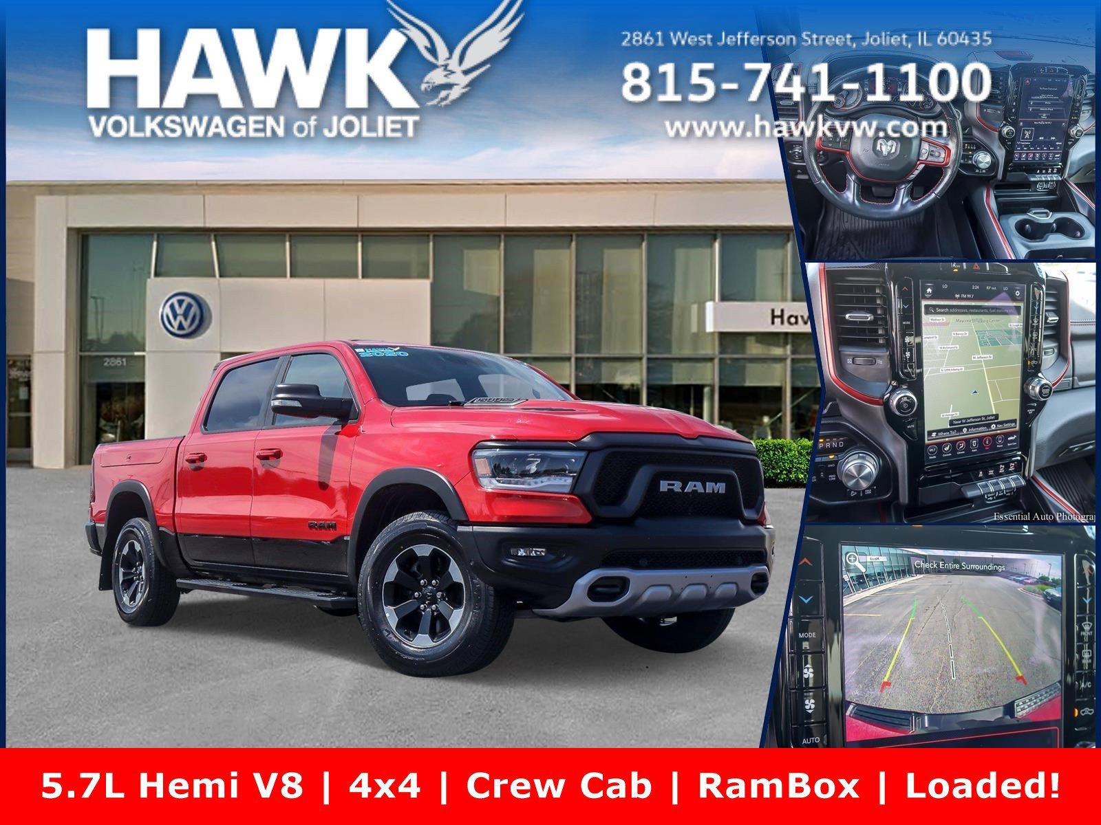 Used 2020 RAM Ram 1500 Pickup Rebel with VIN 1C6SRFLT7LN408744 for sale in Glenview, IL