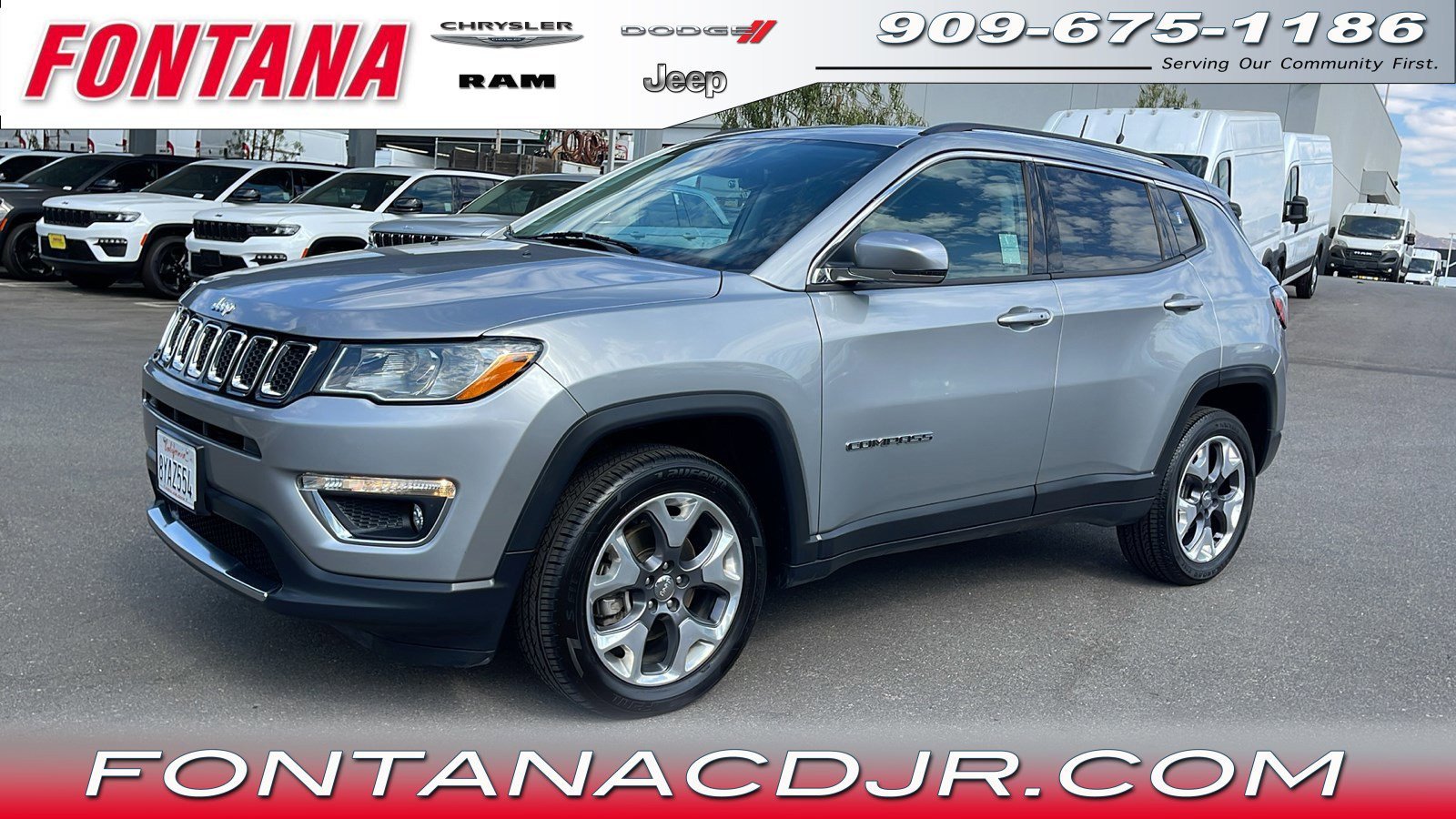 Used 2021 Jeep Compass Limited with VIN 3C4NJDCB3MT590923 for sale in Fontana, CA