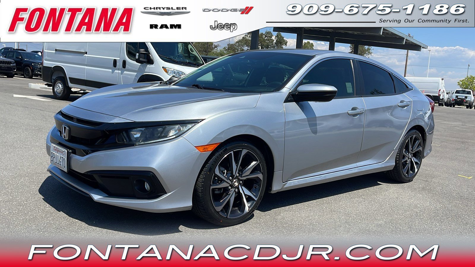 Used 2020 Honda Civic Sport with VIN 2HGFC2E8XLH558225 for sale in Fontana, CA